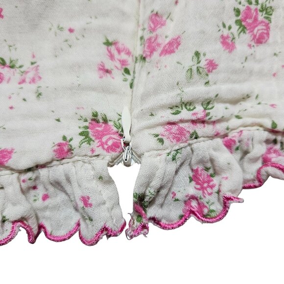 Floral Puff Sleeve Smocked Crop Top With Ruffle Hem Spring - Picture 5 of 14